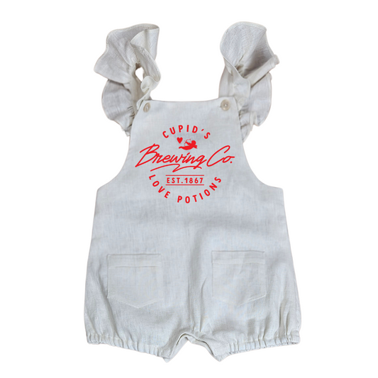 Cupid's Brewing Co - Valentines Frill Linen Overalls