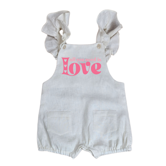 All You Need is Love - Valentines Frill Linen Overalls